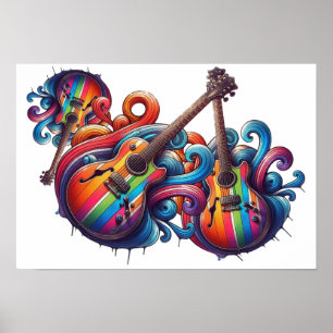 Druppelend geluid houten wandkunst poster