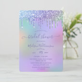 Druppelend Gouden Glitters & Regenboog Bruidsdouch Kaart (Staand voorkant)