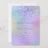 Druppelend Gouden Glitters & Regenboog Bruidsdouch Kaart (Voorkant)