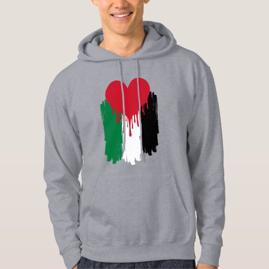 Druppelend Hart Palestijnse Vlag Hoodie – Grunge (Voorkant)