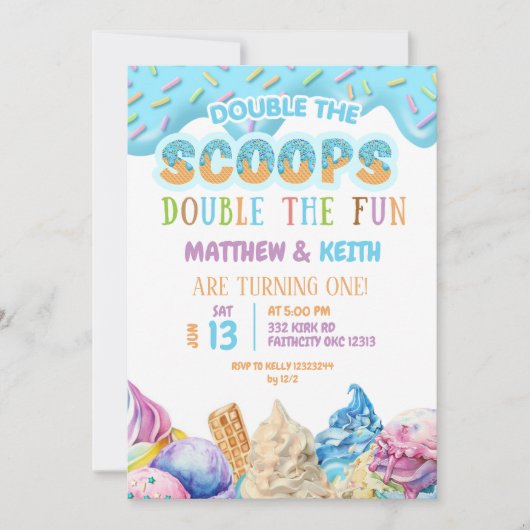 Druppelend ijs Wat is de Scoop eerste verjaardag Kaart (Voorkant)