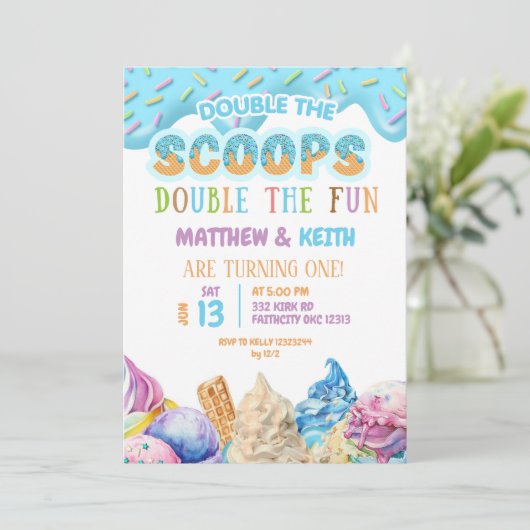 Druppelend ijs Wat is de Scoop eerste verjaardag Kaart (Staand voorkant)