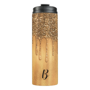 Druppelend in Gouden Honing Glitter Mooie Druppels Thermosbeker