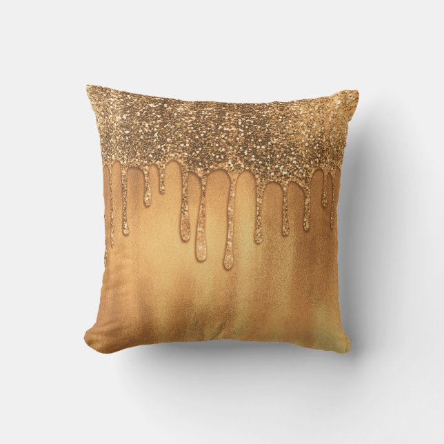 Druppelend in Gouden Honing Glitters Mooie Druppel Kussen (Voorkant)
