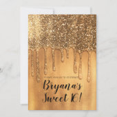 Druppelend in Gouden Honing Glitters Zweet 16 Fees Kaart (Voorkant)
