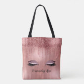 Druppelend in roze goud glinsterende roze druppels tote bag (Achterkant)