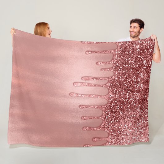 Druppelend in roze gouden glitters mooie roze drup fleece deken (In situ)