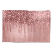 Druppelend in Roze Gouden Glitters Mooie Roze Drup Kussensloop (Achterkant)