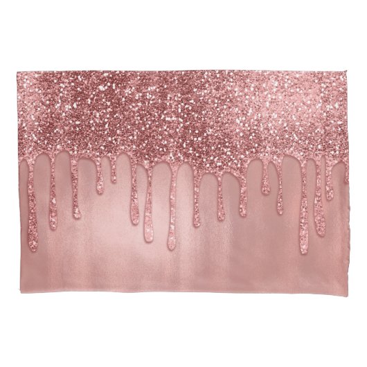 Druppelend in Roze Gouden Glitters Mooie Roze Drup Kussensloop (Voorkant)