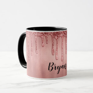 Druppelend in roze gouden glitters mooie roze drup mok