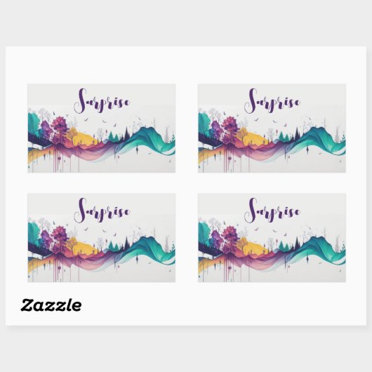 Druppelend kleurrijk landschap rechthoekige sticker (Vel)