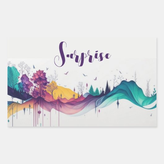 Druppelend kleurrijk landschap rechthoekige sticker (Voorkant)