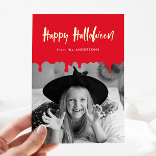 Druppelend Rode Bloed Foto Halloween Folie Feestdagenkaart