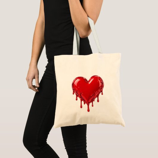 Druppelend rood liefdeshart tote bag (Voorkant (product))