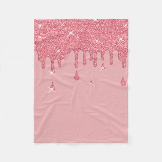 Druppelend Roze Glittereffect & Vonken Fleece Deken (Voorkant)