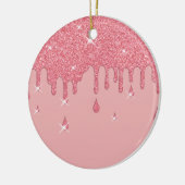 Druppelend Roze Glittereffect & Vonken Keramisch Ornament (Links)