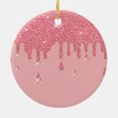 Druppelend Roze Glittereffect & Vonken Keramisch Ornament (Achterkant)