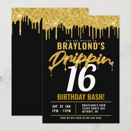 Druppelend Verjaardagsfeestje Kaart (Voorkant / Achterkant)