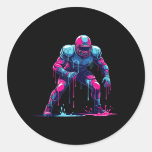 Druppelende American Football Speler Mannen Vrouwe Ronde Sticker