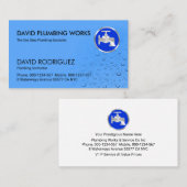 Druppelende blauwe waterdruppels sanitair visitekaartje (Voorkant / Achterkant)