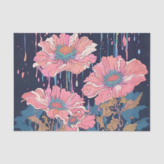 Druppelende Bloemen Decoupage Tissuepapier (Voorkant)