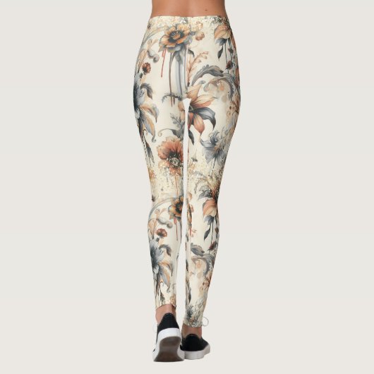 Druppelende  bloemen leggings (Achterkant)