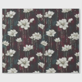 Druppelende Bloemendonkler Folie Cadeaupapier (Vlak)