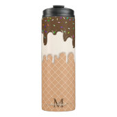 Druppelende chocolade ijs wafel kegel monogram thermosbeker (Voorkant)