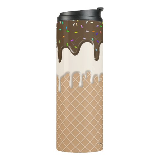 Druppelende chocolade ijs wafel kegel monogram thermosbeker (Gedraaid links)