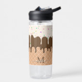 Druppelende chocolade ijs wafel kegel monogram waterfles (Links)