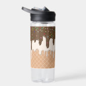 Druppelende chocolade ijs wafel kegel monogram waterfles (Rechts)