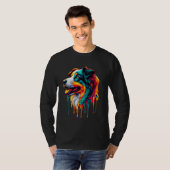 Druppelende Collie van de rand van de schilderkuns T-shirt (Voorkant volledig)