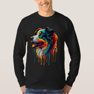Druppelende Collie van de rand van de schilderkuns T-shirt