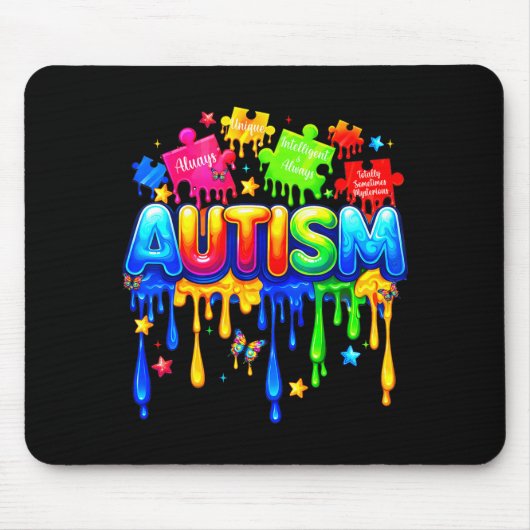 Druppelende druppel puzzel autistische autisme bew muismat (Voorkant)