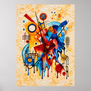 Druppelende geometrische abstract met vette primai poster