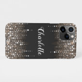 Druppelende Glitter Gold Rain Gepersonaliseerde Na iPhone Hoesje (Achterkant horizontaal)