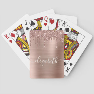 Druppelende Glitter Roos Gold Monogram Speelkaarte Pokerkaarten