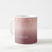 Druppelende Glitter Roze Goud Glanzend Koffiemok (Voorkant links)