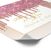Druppelende Glitter Roze Goud Meisjes BEDANKT Poster (Hoek)