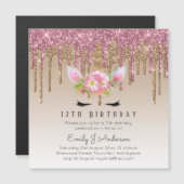 Druppelende Glitter UNICORN Roze Goud Roze 12de Ve (Voorkant / Achterkant)