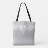 Druppelende Glitter Zilver Bruidsmeisje Tote Bag (Achterkant)