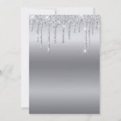 Druppelende Glitter Zilver Persoonlijke Verjaardag Kaart (Achterkant)