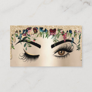 Druppelende gouden bloemenmake-up Wink Eye wimpers Visitekaartje