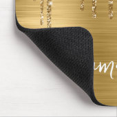 Druppelende Gouden Glitter Glam Naam Muismat (Hoek)