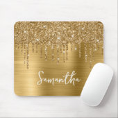 Druppelende Gouden Glitter Glam Naam Muismat (Met muis)