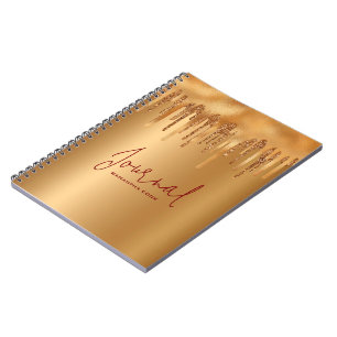 Druppelende gouden glitter metallic gouden achterg notitieboek