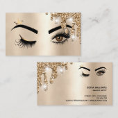 Druppelende gouden make-up Wink Eye Beauty Salon L Visitekaartje (Voorkant / Achterkant)