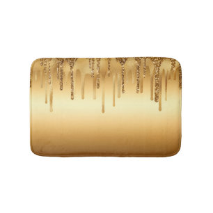 Druppelende Gouden Verf Glitter Accenten Glanzend Badmat