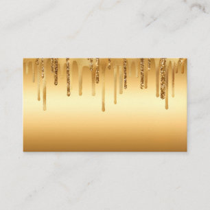 Druppelende Gouden Verf Glitter Accenten Glanzend Visitekaartje