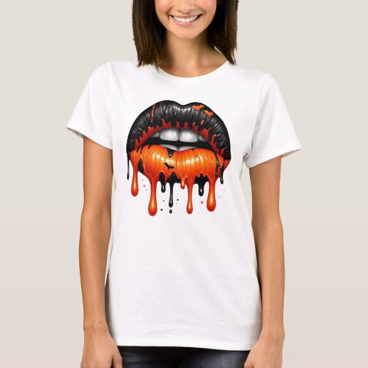 Druppelende Halloween lippen T-shirt (Voorkant)